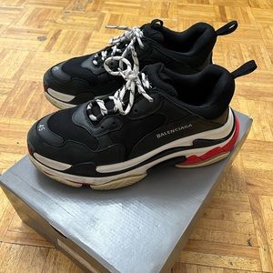 Balenciaga Triple S Shoes With Box Shoelace/Bag/Tag Leather  Black  Men 11 US